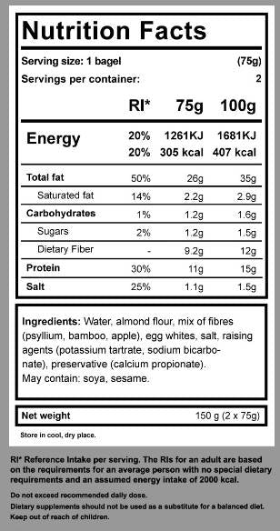 Keto Gluten Free Bagels - 150 grams - Nutra Best Europe