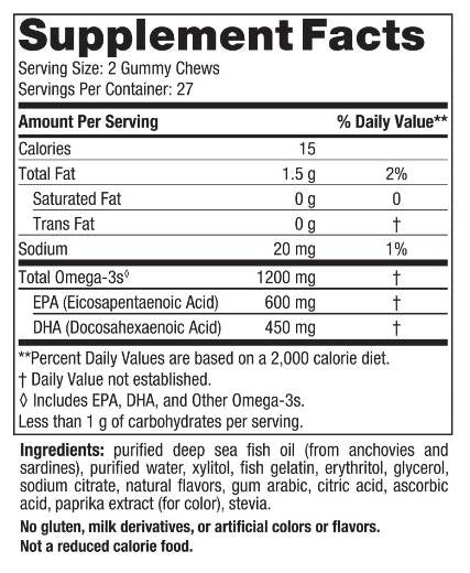 Ultimate Omega Gummy Chews 1200 mg - 54 gummies - Nutra Best Europe