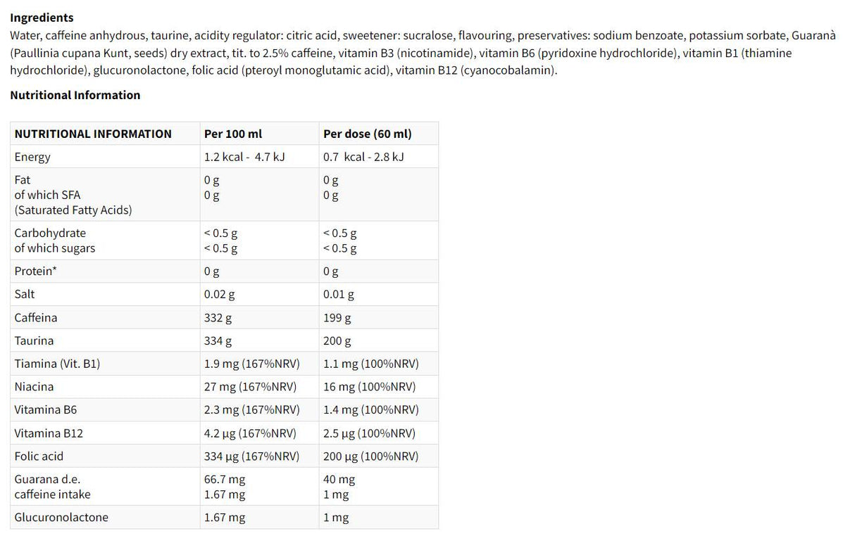 EXTRASHOT Energy Shot - 12 x 60 ml - Nutra Best Europe