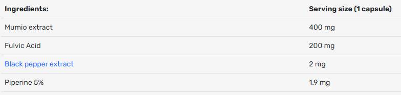 Mumio Shilajit 400 mg - 100 capsules - Nutra Best Europe