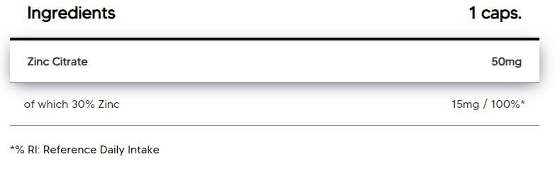 Zinc Citrate 50 mg 100 capsules - Nutra Best Europe