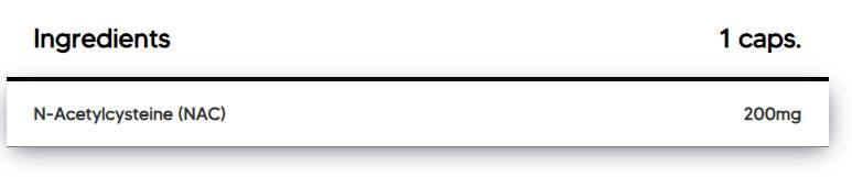 NAC 200mg | N-Acetyl Cysteine 100 capsules - Nutra Best Europe