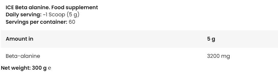 ICE Beta Alanine - 300 grams - Nutra Best Europe