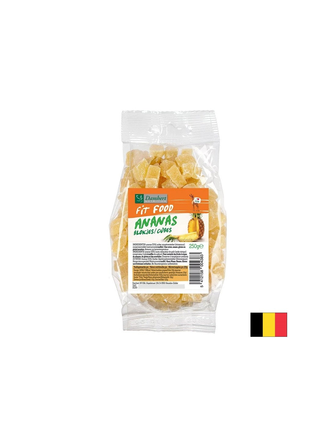 Dried pineapple cubes, 250 g - Nutra Best Europe