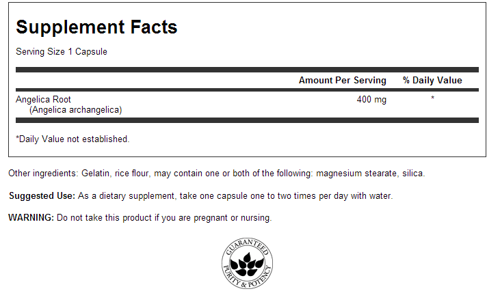 Angelica 400 mg 60 capsules - Nutra Best Europe