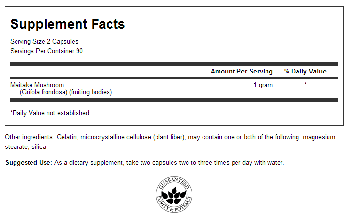 Maitake Mushroom 500 mg 180 capsules - Nutra Best Europe