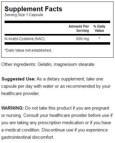 NAC N-Acetyl Cysteine 600 mg 100 capsules - Nutra Best Europe