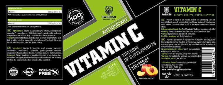 Vitamin C 500 mg - 100 Chewable Tablets - Nutra Best Europe