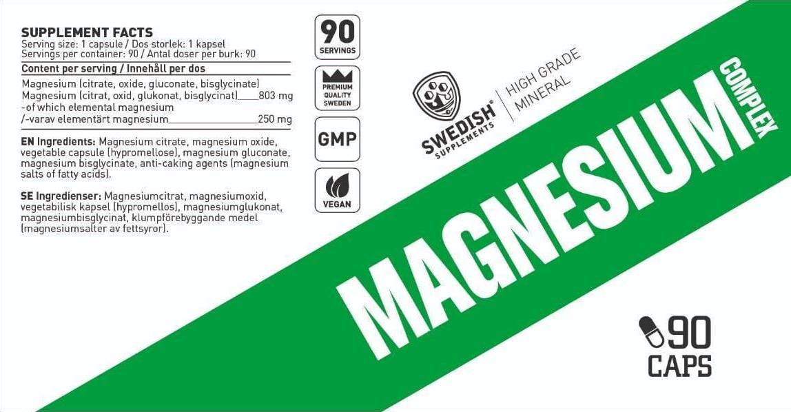 Magnesium Complex | 4 Types Matrix ~ Citrate, Oxide, Gluconate, Bisglycinate - 90 capsules - Nutra Best Europe