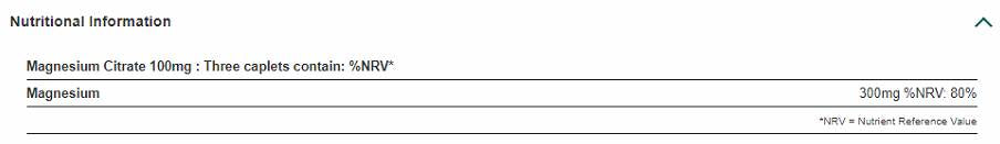 Magnesium Citrate 100 mg 100 Tablets - Nutra Best Europe
