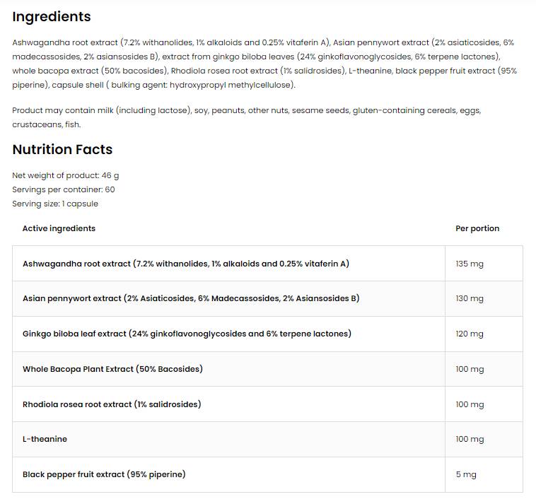 Adapto Aid | Adaptogen Formula 60 capsules - Nutra Best Europe