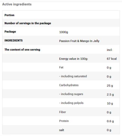 Frulove in Jelly | Passion Fruit & Mango - 1000 grams - Nutra Best Europe