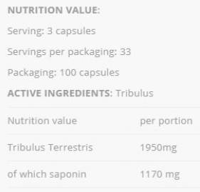 Tribulus 650 mg - 100 capsules - Nutra Best Europe