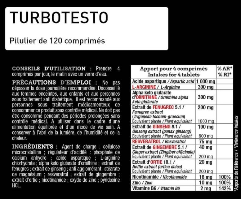 Turbo Testo | Pro Series Performance Booster - 120 Tablets - Nutra Best Europe