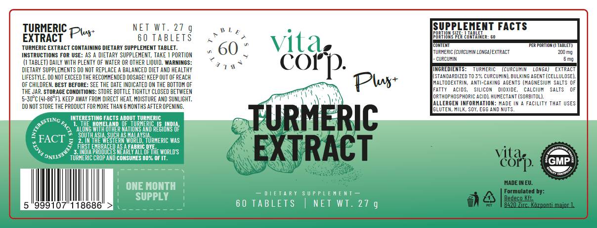 Turmeric Extract 200 mg - 60 Tablets - Nutra Best Europe