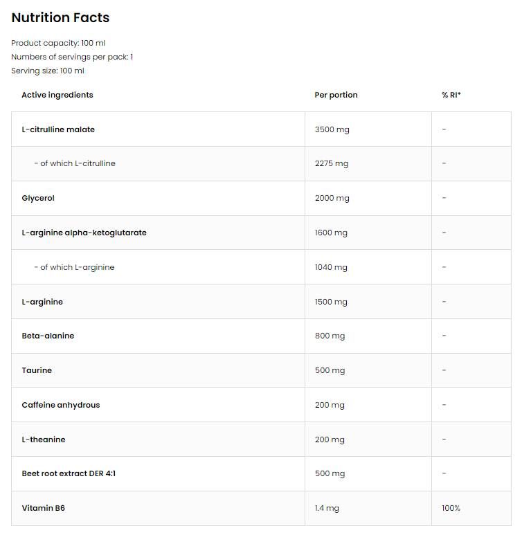 Pump Nitro Shot | Pre-Workout - 100 ml - Nutra Best Europe