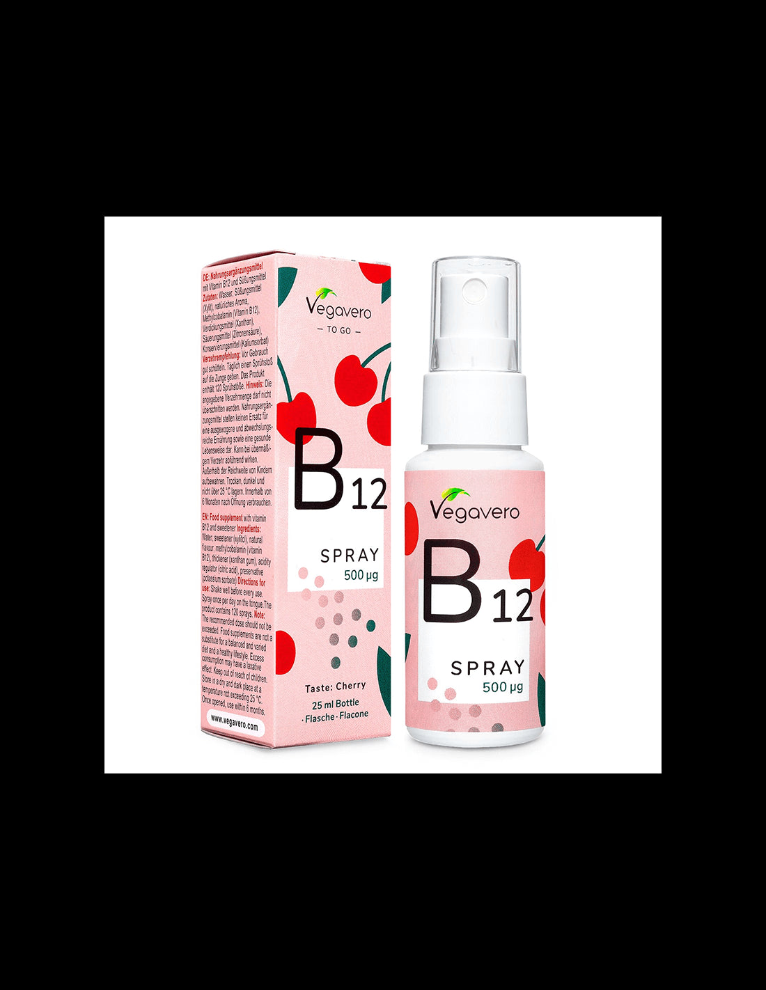 B12 Spray/ Vitamin B12 (Methylcobalamin) / Oral spray, 25 ml, 100% Vegan Vegavero - Nutra Best Europe
