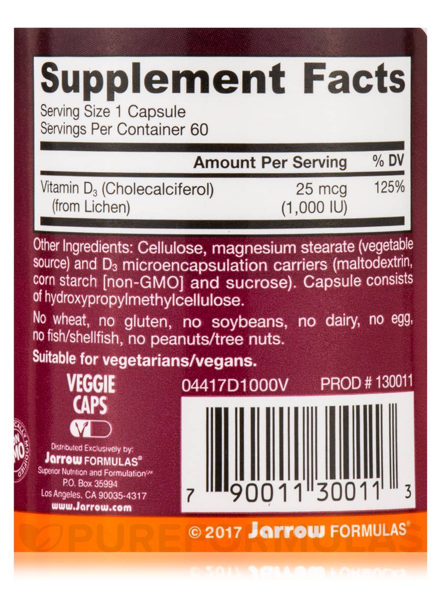 Vegan Vitamin D3 1000 IU 60 capsules - Nutra Best Europe