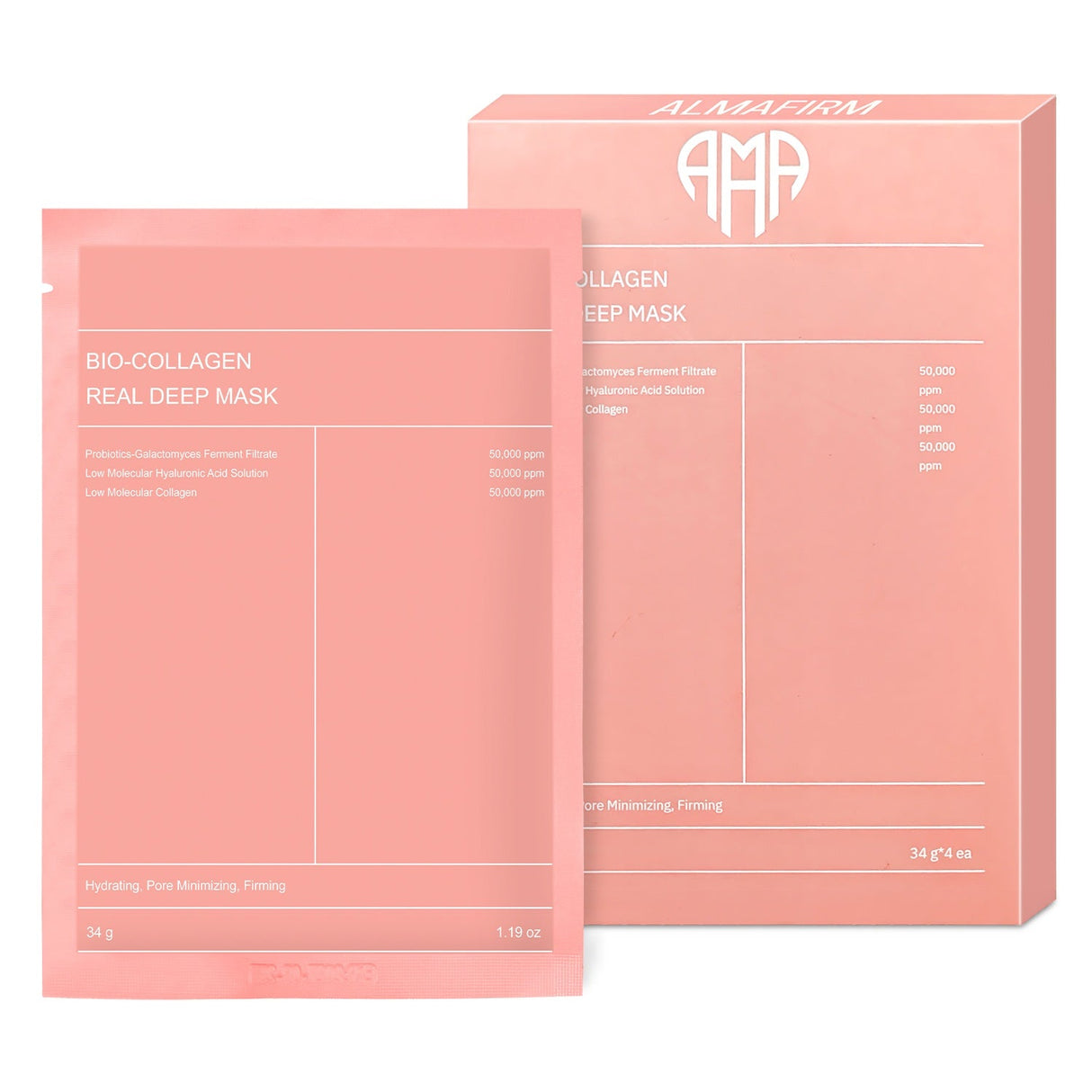 Korean Face Mask with Bio-Collagen, Hyaluronic Acid, Ceramides and Peptides – 1 box (4 pieces) - Nutra Best Europe