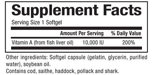 Vitamin A 10,000 IU - 90 Gel capsules - Nutra Best Europe