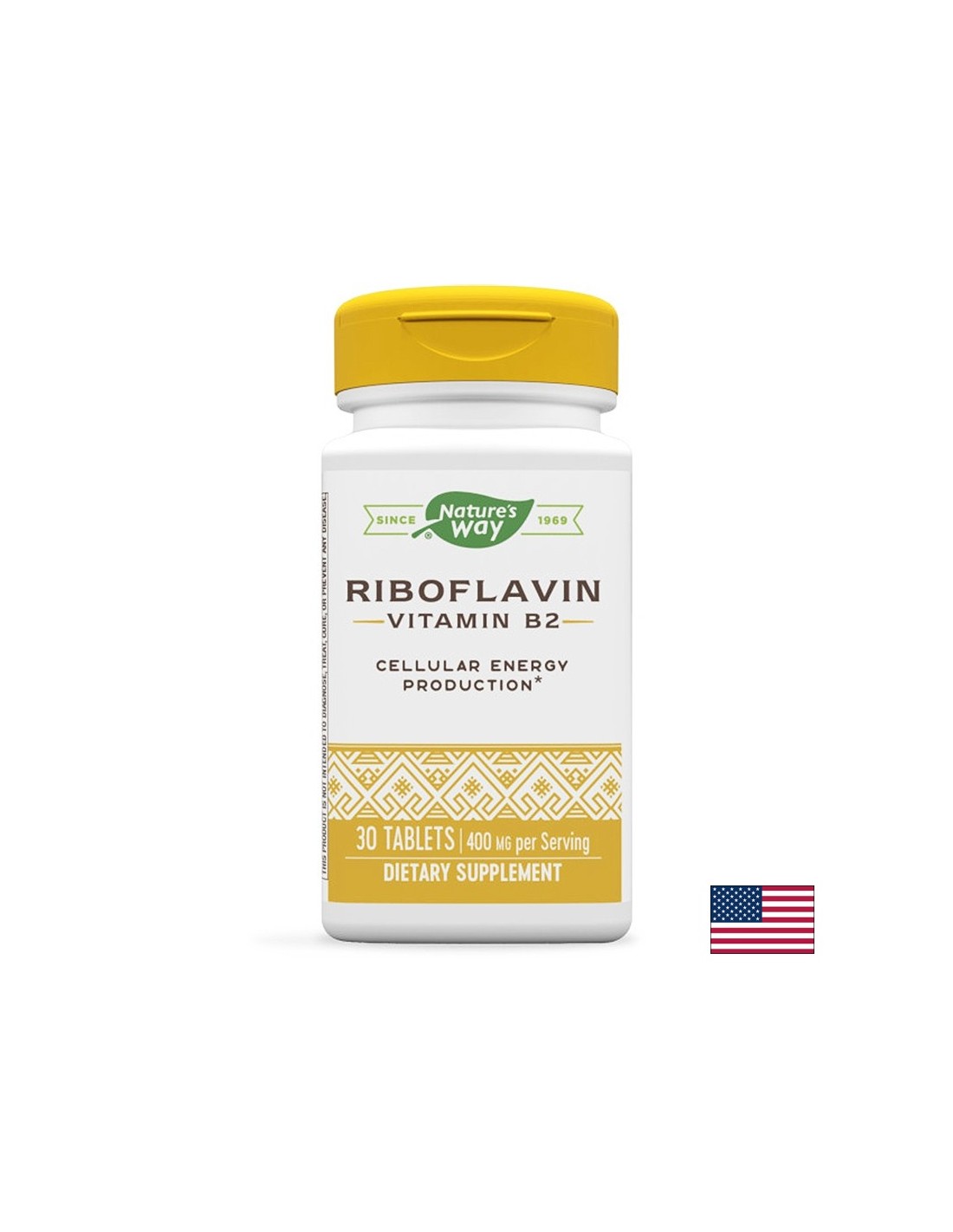 Vitamin B2 (riboflavin) - Cellular energy, tone and vision, 400 mg, 30 tablets - Nutra Best Europe