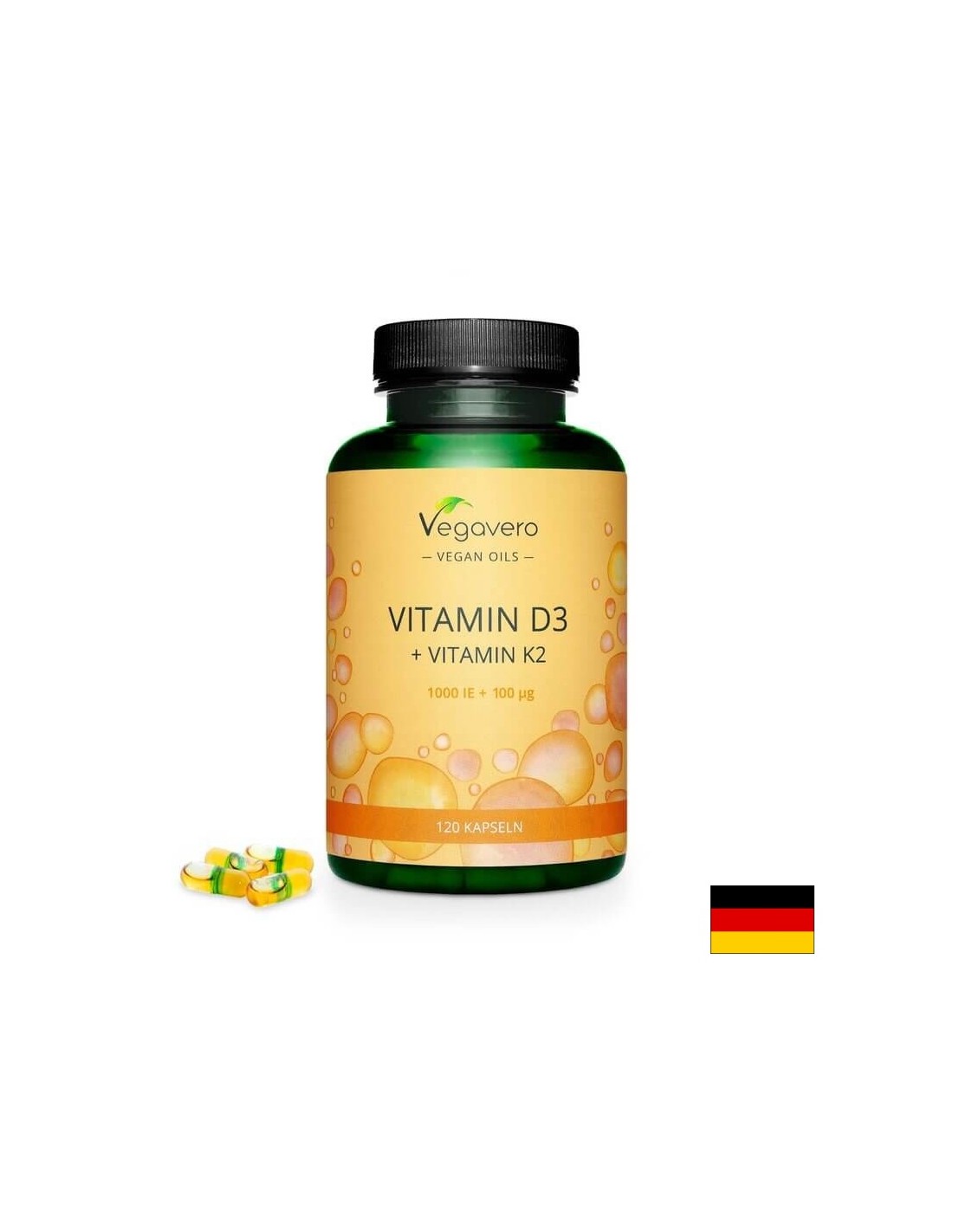 Vitamin D3 + K2/ Vitamin D3 1000 IU + K2 100 µg, 120 capsules, 100% Vegan Vegavero - Nutra Best Europe