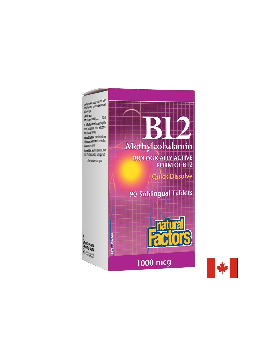 B12 Methylcobalamin/ Vitamin B12 (methylcobalamin) 1000 µg, 90 sublingual tablets Natural Factors - Nutra Best Europe