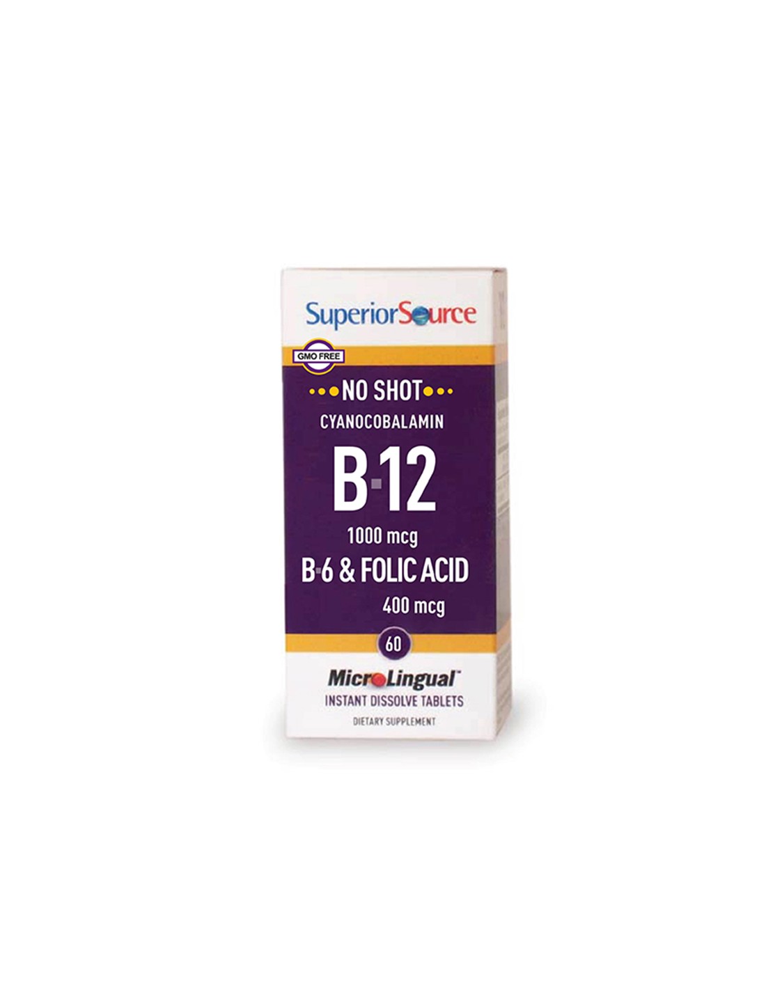 Vitamin B12, B6 + Folic Acid, 60 sublingual tablets Superior Source - Nutra Best Europe