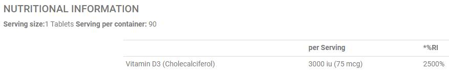 Vitamin D3 90 Tablets - Nutra Best Europe