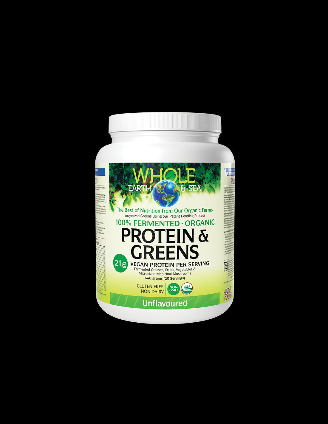 Whole earth and sea® 100 Fermented Organic Protein and Greens (unflavored), 640 g powder - Nutra Best Europe