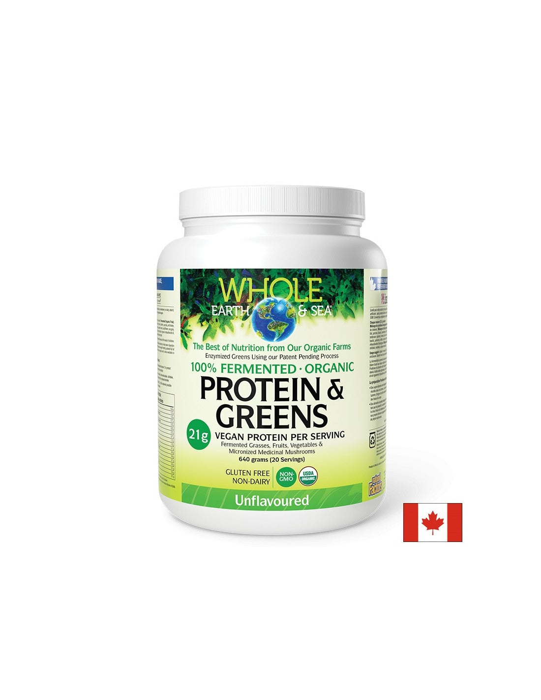 Whole earth and sea® 100 Fermented Organic Protein and Greens (unflavored), 640 g powder - Nutra Best Europe