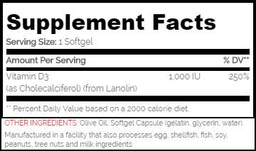 Vitamin D3 1000 IU - 180 Gel capsules - Nutra Best Europe