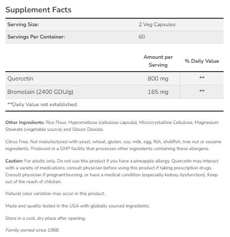 Quercetin with Bromelain - 60 capsules - Nutra Best Europe