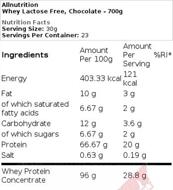 Whey | Lactose Free Protein - 700 grams - Nutra Best Europe