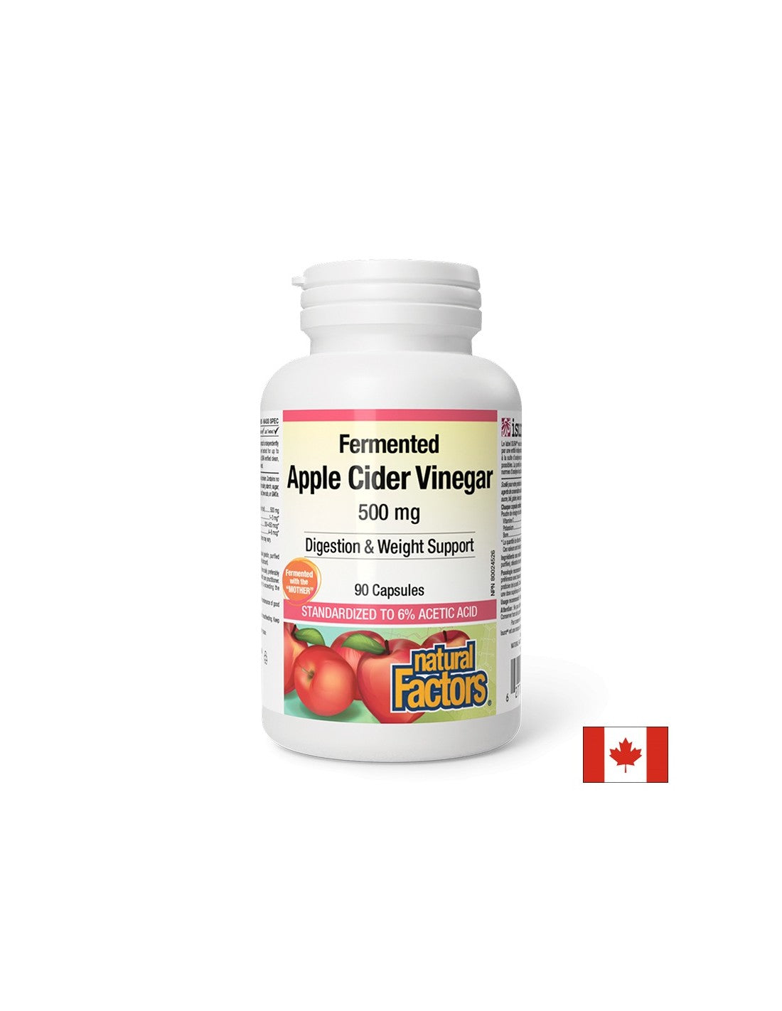 Apple Cider Vinegar 500 mg x 90 capsules Natural Factors - Nutra Best Europe