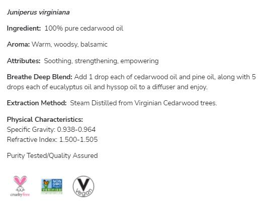 Cedarwood Oil | 100% Pure Juniperus Virginiana - 30 ml - Nutra Best Europe