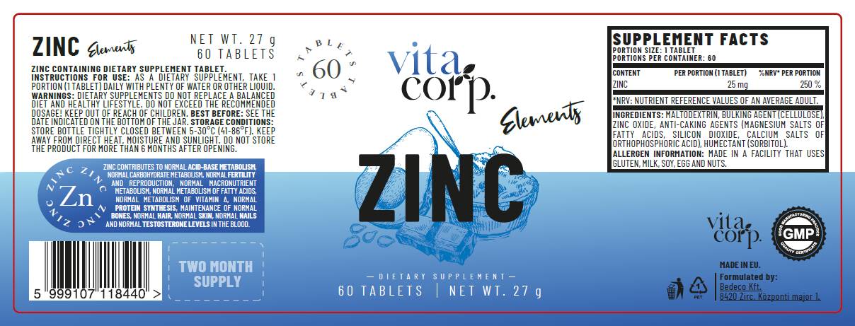 Zinc Oxide 25 mg 60 Tablets - Nutra Best Europe