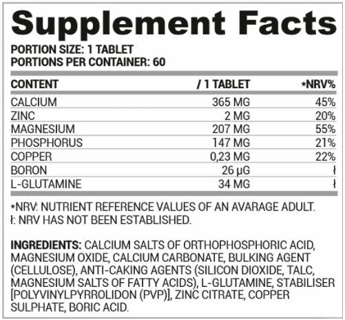 Ca/Zn/MG | Calcium Magnesium Zinc Formula - 60 Tablets - Nutra Best Europe