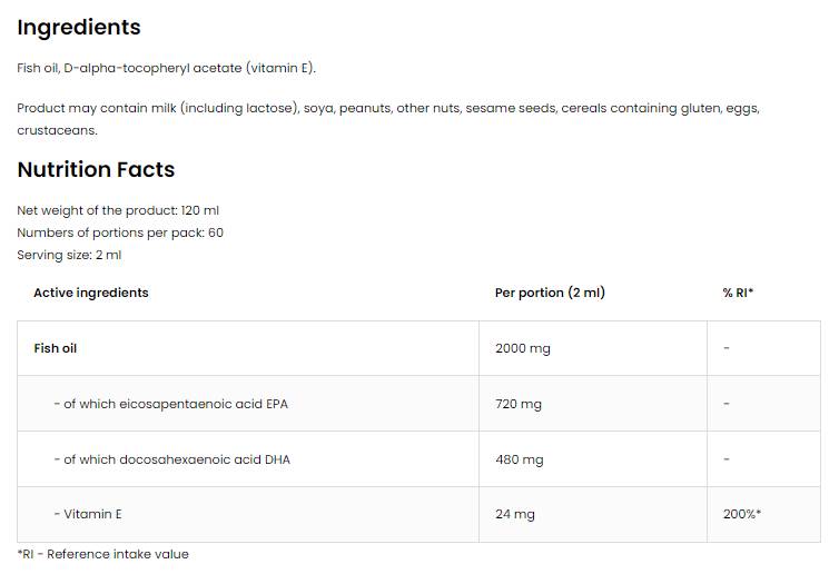 Elite Omega 3 Liquid | 60% EPA + DHA 120 ml - Nutra Best Europe
