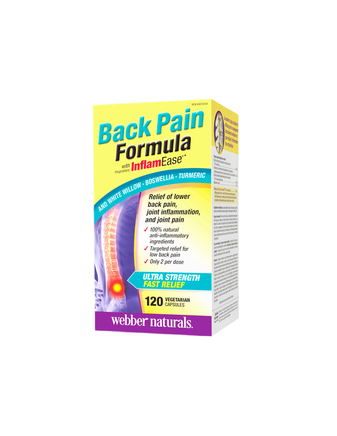 Osteo Back Pain Relief with InflamEase®/ Formula for back and joint pain x 120 capsules - Nutra Best Europe