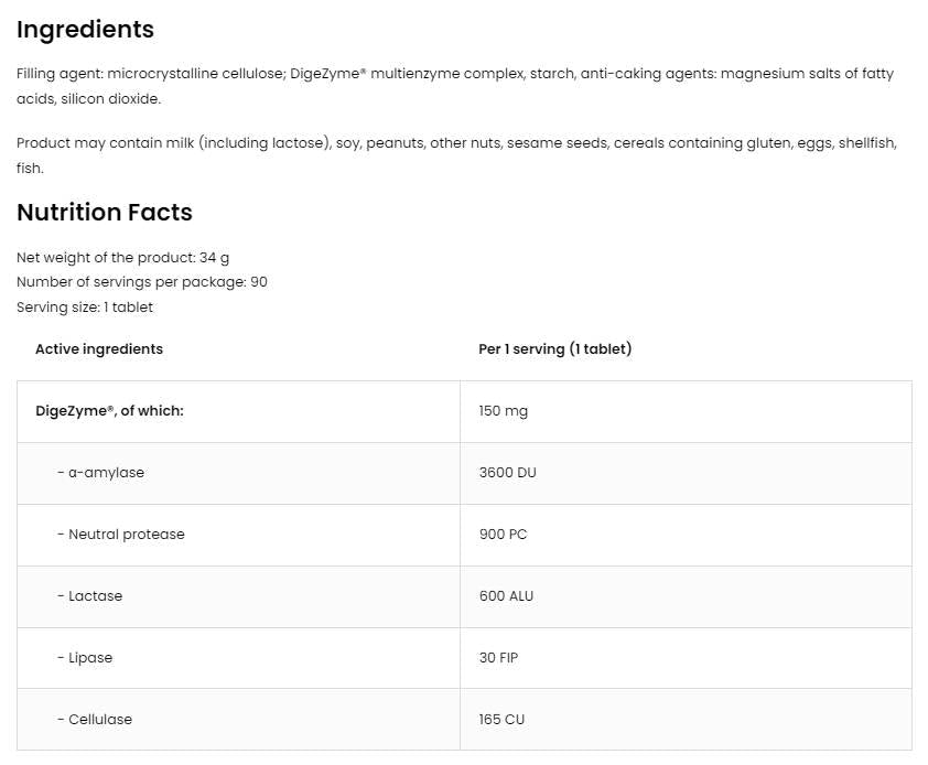 DigeZyme® | Digestive Enzyme Complex Patent 90 Tablets - Nutra Best Europe