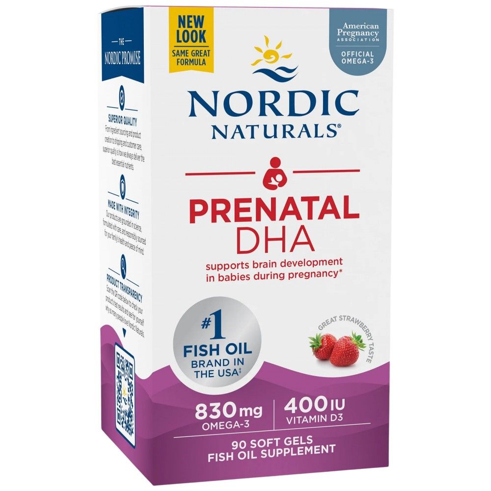 Prenatal DHA 830 mg | With 400 IU D3 - 90 Chewable Gel Capsules - Nutra Best Europe