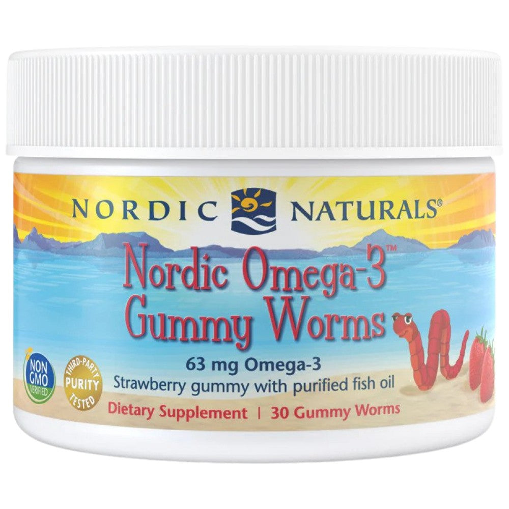 Nordic Omega-3 Gummy Worms 63 mg - 30 Chewable Gel Capsules - Nutra Best Europe