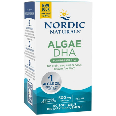 Algae DHA 500 mg - 60 Gel capsules - Nutra Best Europe