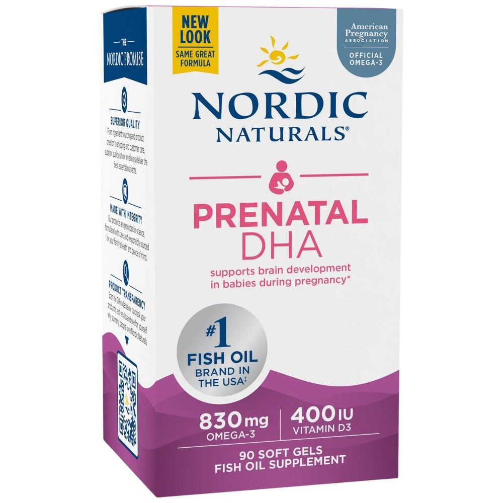 Prenatal DHA 830 mg | With 400 IU D3 - 90 Gel capsules - Nutra Best Europe