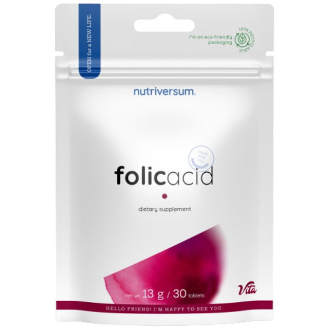 Folic Acid 500 mcg - 30 Tablets - Nutra Best Europe