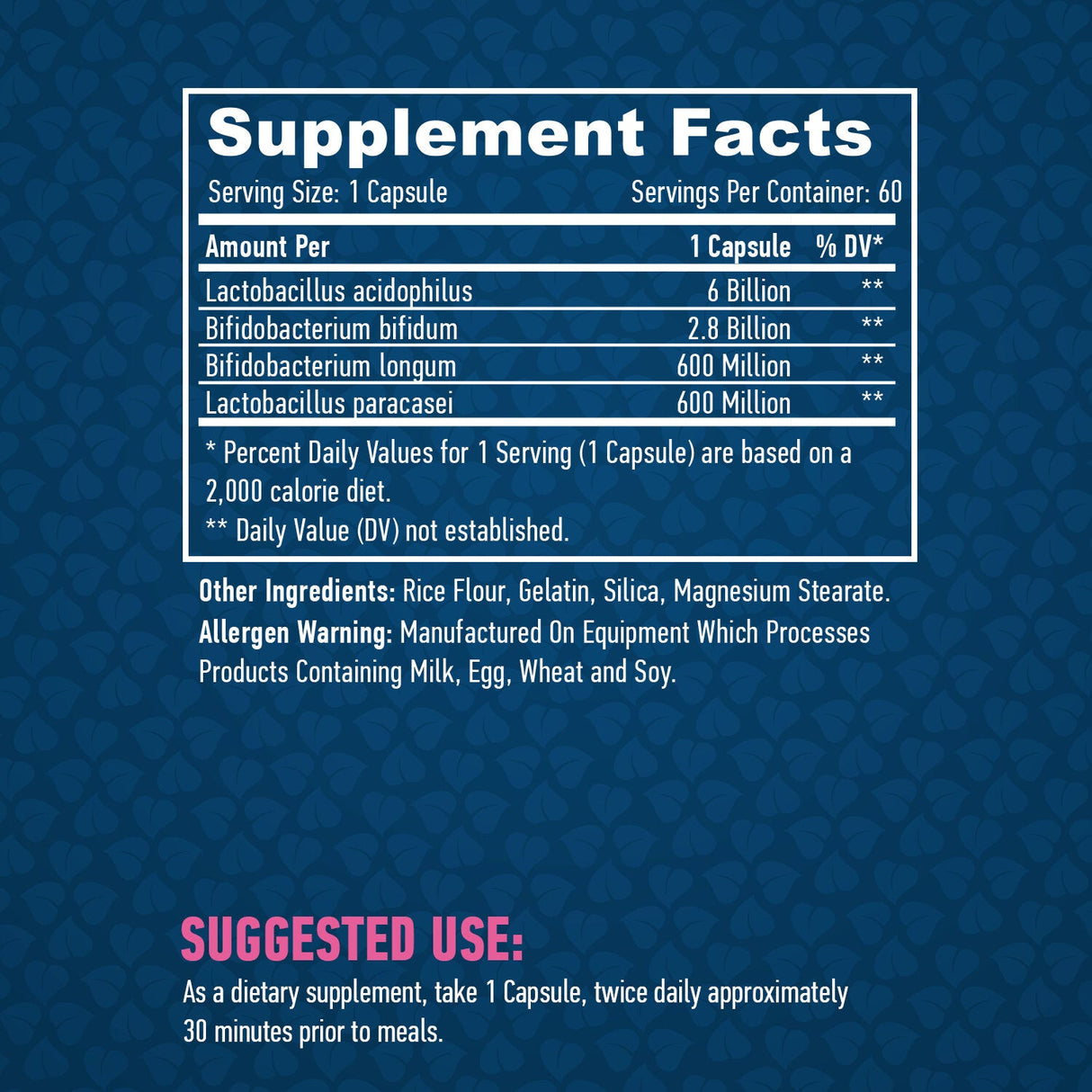 10 milliárd acidofil & Bifidus probiotikus komplex/60 kapszula.