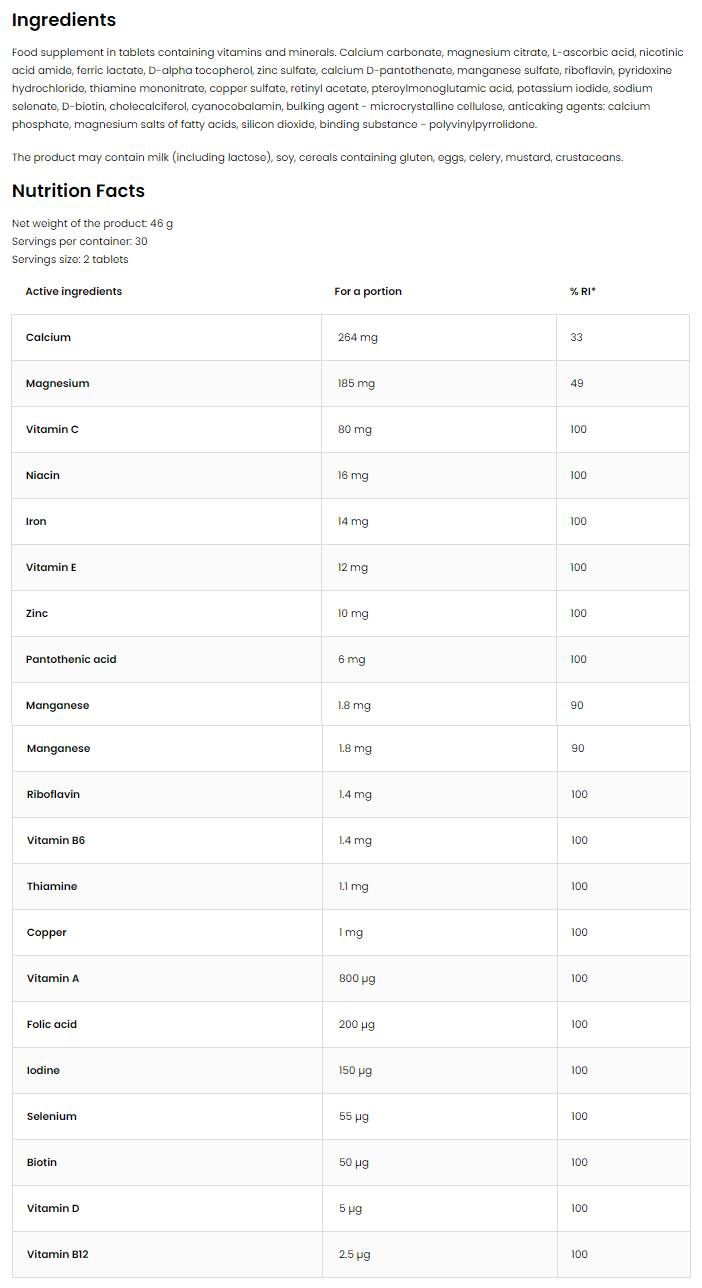 100% vitamin&Min. - 30 tabletta