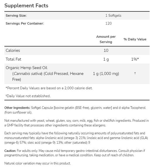 Kendermag olaj 1000 mg - 120 Softgels