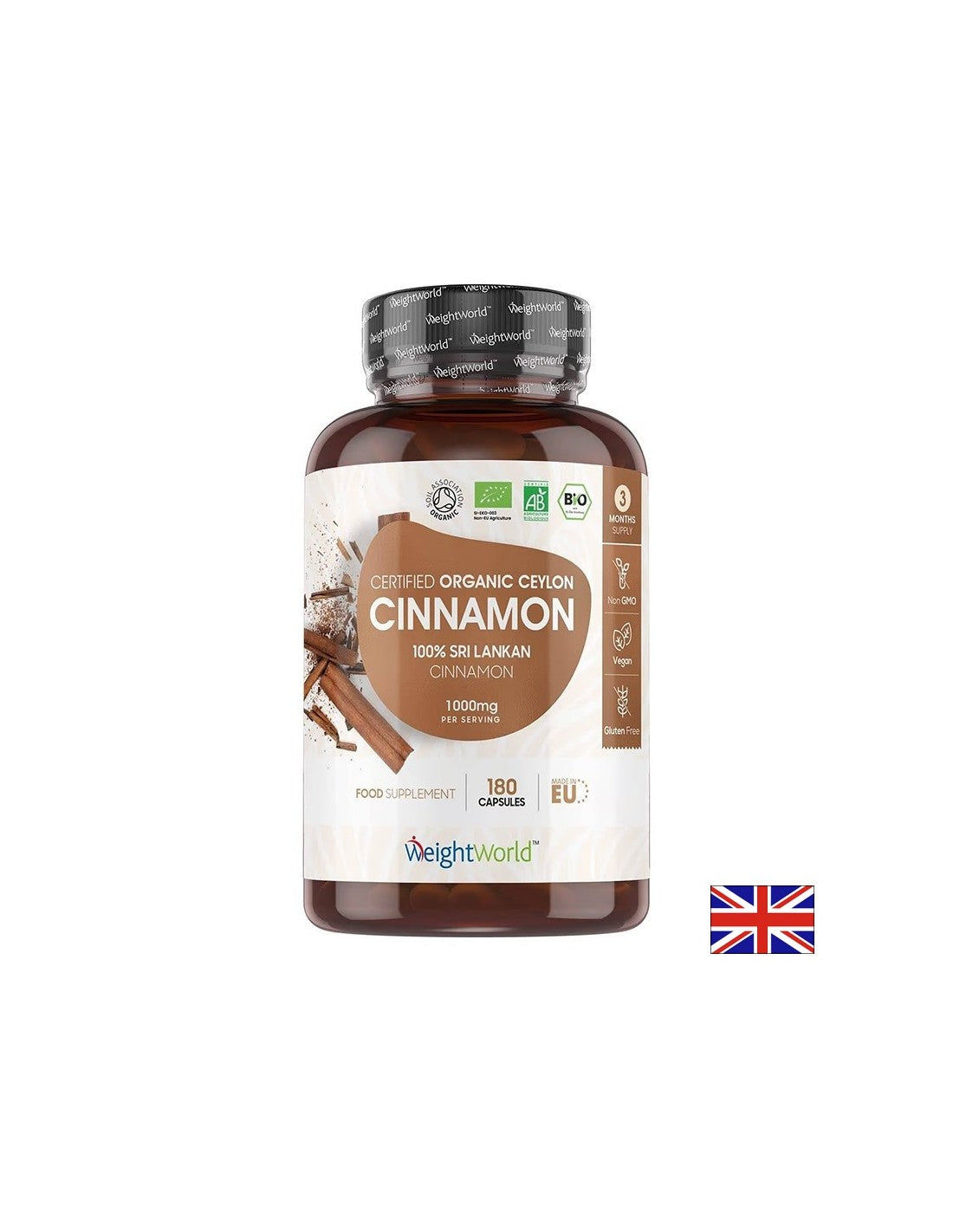 Súly & Vércukorszint szabályozás - Ceyloni fahéj (Bio), 1000 mg x 180 kapszula Weight Worl